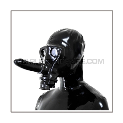 SIMIAN-gasmask-set TWIN-AD with detachable dildostick, thread-cover, separate openface-hood and sunglasses-stickers